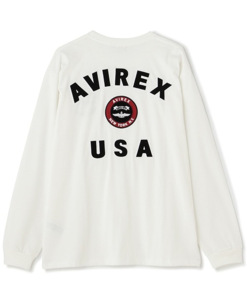 AVIREX（アヴィレックス）の「L/S VARSITY LOGO 2.0 T-SHIRT / ヴァーシティロゴ 2.0 長袖Tシャツ（Tシャツ/カットソー・メンズ・ネイビー/ホワイト系2/ブラック/オレンジ・2XL/L/M/XL）」の2枚目の写真