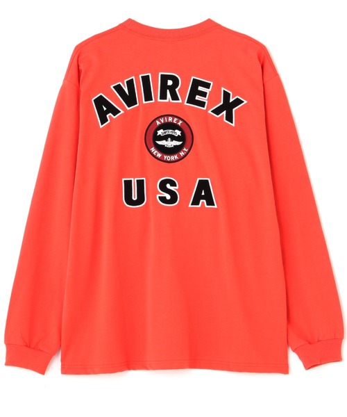 AVIREX（アヴィレックス）の「L/S VARSITY LOGO 2.0 T-SHIRT / ヴァーシティロゴ 2.0 長袖Tシャツ（Tシャツ/カットソー・メンズ・ネイビー/ホワイト系2/ブラック/オレンジ・2XL/L/M/XL）」の4枚目の写真