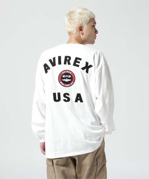 AVIREX（アヴィレックス）の「L/S VARSITY LOGO 2.0 T-SHIRT / ヴァーシティロゴ 2.0 長袖Tシャツ（Tシャツ/カットソー・メンズ・ネイビー/ホワイト系2/ブラック/オレンジ・2XL/L/M/XL）」の16枚目の写真