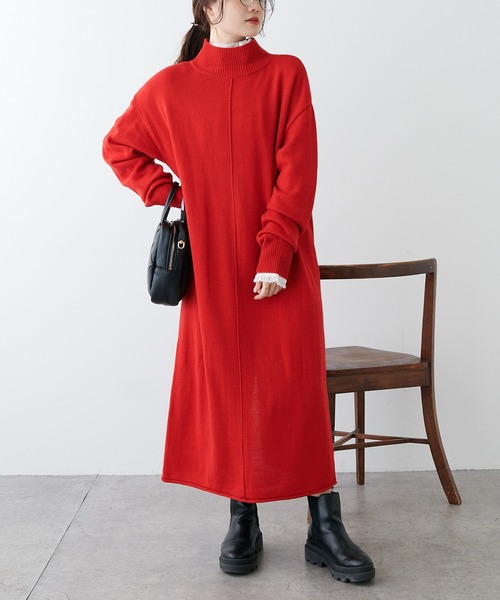 PUAL CE CIN（ピュアルセシン）の「【Du noir】ウォッシャブルニットハイネックワンピース（ワンピース・レディース・ブラック/グレー/レッド・FREE）」の3枚目の写真