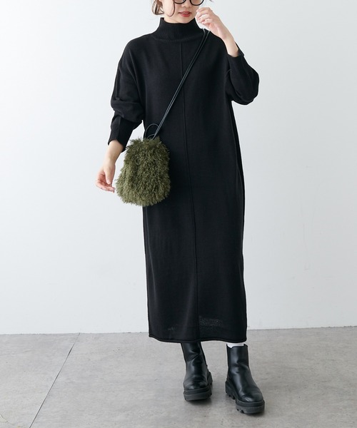 PUAL CE CIN（ピュアルセシン）の「【Du noir】ウォッシャブルニットハイネックワンピース（ワンピース・レディース・ブラック/グレー/レッド・FREE）」の5枚目の写真