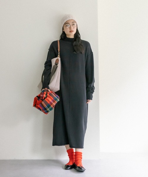 PUAL CE CIN（ピュアルセシン）の「【Du noir】ウォッシャブルニットハイネックワンピース（ワンピース・レディース・ブラック/グレー/レッド・FREE）」の14枚目の写真