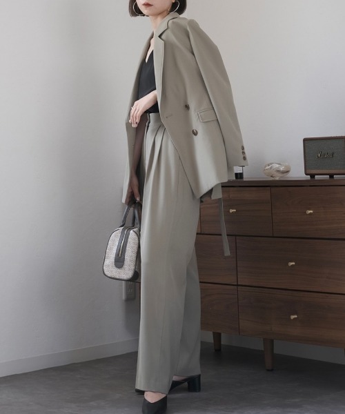 Reurie'（レウリィ）の「カラースラックス(セットアップ対応) / ワイドスラックス ルーズ ロング カラーパンツ ワイドストレート テラコッタ ブルー カーキ setup（スラックス・レディース・カーキ/ライトブルー/テラコッタ・FREE）」の19枚目の写真