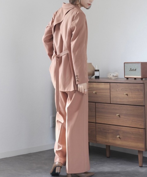 Reurie'（レウリィ）の「カラースラックス(セットアップ対応) / ワイドスラックス ルーズ ロング カラーパンツ ワイドストレート テラコッタ ブルー カーキ setup（スラックス・レディース・カーキ/ライトブルー/テラコッタ・FREE）」の6枚目の写真