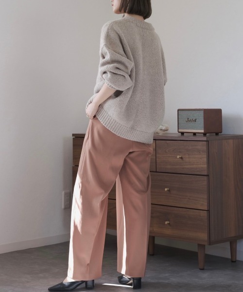 Reurie'（レウリィ）の「カラースラックス(セットアップ対応) / ワイドスラックス ルーズ ロング カラーパンツ ワイドストレート テラコッタ ブルー カーキ setup（スラックス・レディース・カーキ/ライトブルー/テラコッタ・FREE）」の8枚目の写真