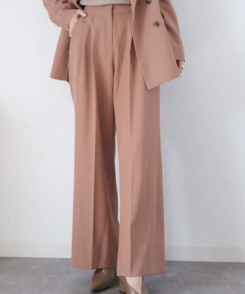 Reurie'（レウリィ）の「カラースラックス(セットアップ対応) / ワイドスラックス ルーズ ロング カラーパンツ ワイドストレート テラコッタ ブルー カーキ setup（スラックス・レディース・カーキ/ライトブルー/テラコッタ・FREE）」の12枚目の写真