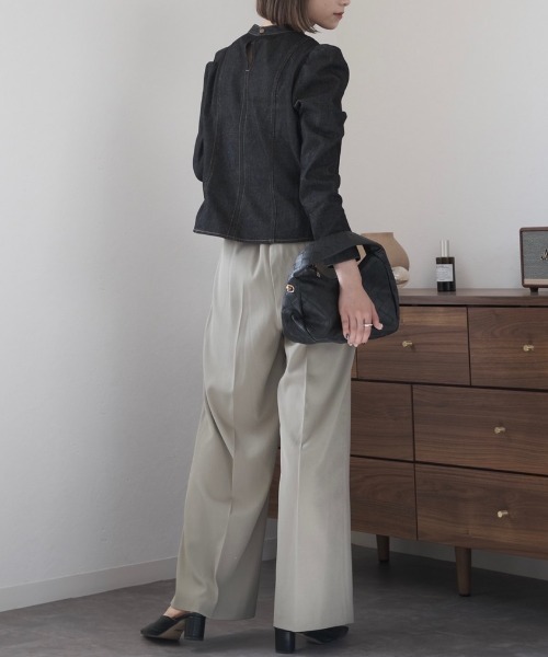 Reurie'（レウリィ）の「カラースラックス(セットアップ対応) / ワイドスラックス ルーズ ロング カラーパンツ ワイドストレート テラコッタ ブルー カーキ setup（スラックス・レディース・カーキ/ライトブルー/テラコッタ・FREE）」の22枚目の写真