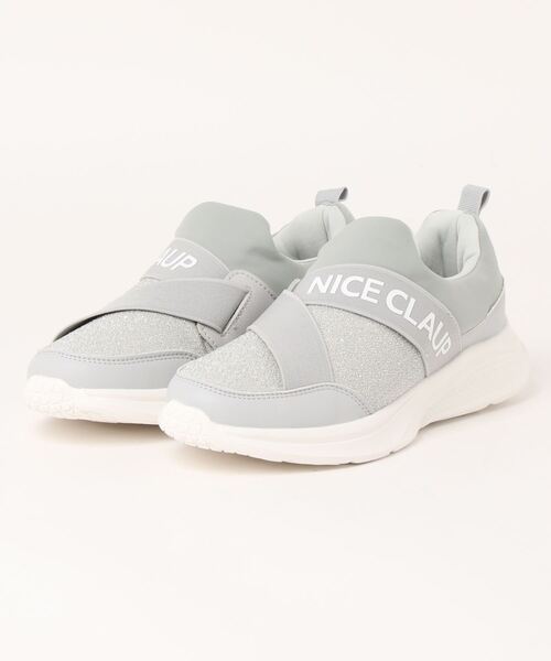 NICE CLAUP（ナイスクラップ）の「《NICE CLAUP》NCｸﾛｽﾍﾞﾙﾄｽﾆｰｶｰ（スニーカー・レディース・ブラック/グレー/ホワイト×グレー/グリーン・M/S/LL/L）」の3枚目の写真