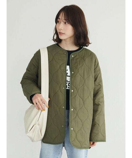 Green Parks(グリーンパークス)の「ミドル丈キルトブルゾン(ブルゾン・レディース・カーキ/アイボリー/ブラック・FREE)」の6枚目の写真
