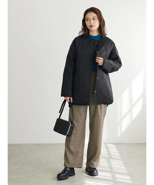 Green Parks(グリーンパークス)の「ミドル丈キルトブルゾン(ブルゾン・レディース・カーキ/アイボリー/ブラック・FREE)」の7枚目の写真