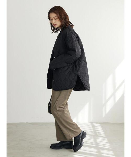 Green Parks(グリーンパークス)の「ミドル丈キルトブルゾン(ブルゾン・レディース・カーキ/アイボリー/ブラック・FREE)」の5枚目の写真