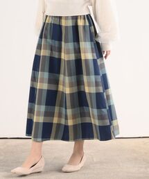 ベルト付きチェックフレアースカート