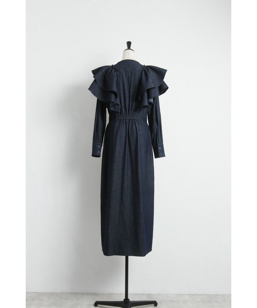 &. NOSTALGIA(アンドドットノスタルジア)の「肩フリル長袖ワンピース(ワンピース・レディース・インディゴブルー/カーキ・FREE)」の9枚目の写真