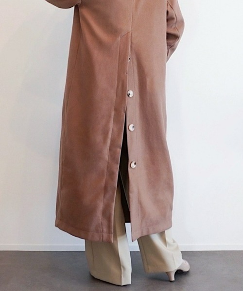 ECRIRE（エクリール）の「【haushinkaコラボ】バックスリットノーカラーコート（ノーカラーコート・レディース・モカ/ベージュ/ブラック・M/L）」の20枚目の写真