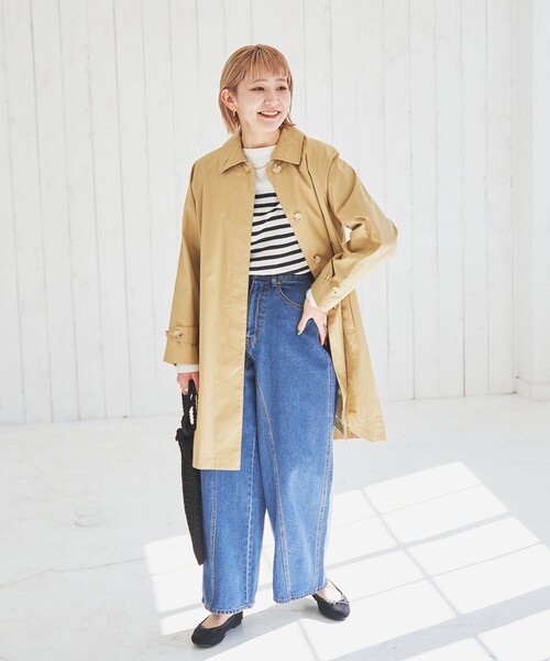 coen（コーエン）の「ステンカラーコート（ステンカラーコート・レディース・ベージュ/ネイビー/イエロー・S/M/L）」の4枚目の写真