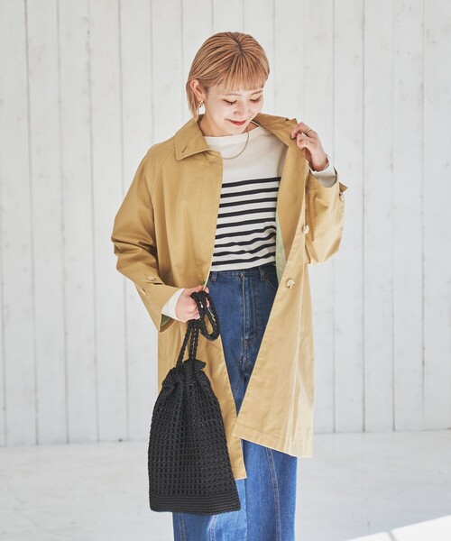 coen（コーエン）の「ステンカラーコート（ステンカラーコート・レディース・ベージュ/ネイビー/イエロー・S/M/L）」の5枚目の写真