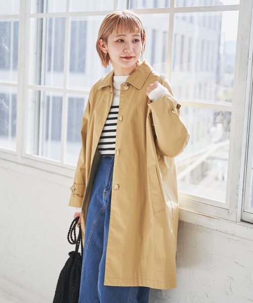 coen（コーエン）の「ステンカラーコート（ステンカラーコート・レディース・ベージュ/ネイビー/イエロー・S/M/L）」の6枚目の写真