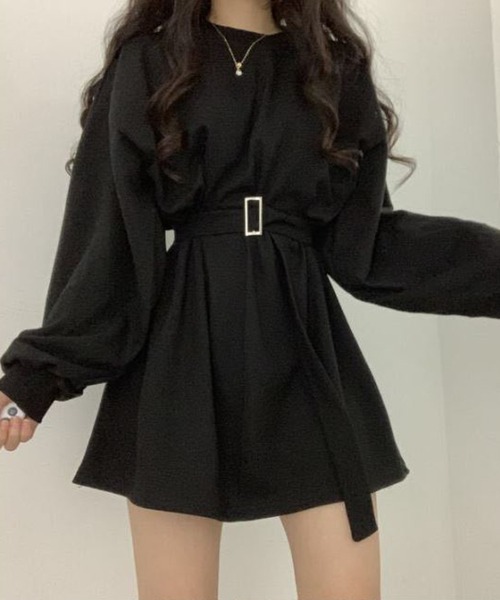 fiere（フィエール）の「ルーズスウェットベルト付きワンピ（ワンピース・レディース・ブラック・LARGE/SMALL/MEDIUM）」の3枚目の写真