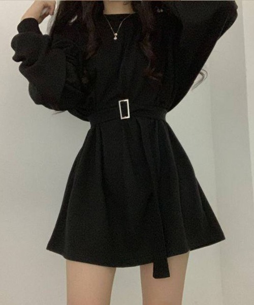 fiere（フィエール）の「ルーズスウェットベルト付きワンピ（ワンピース・レディース・ブラック・LARGE/SMALL/MEDIUM）」の4枚目の写真