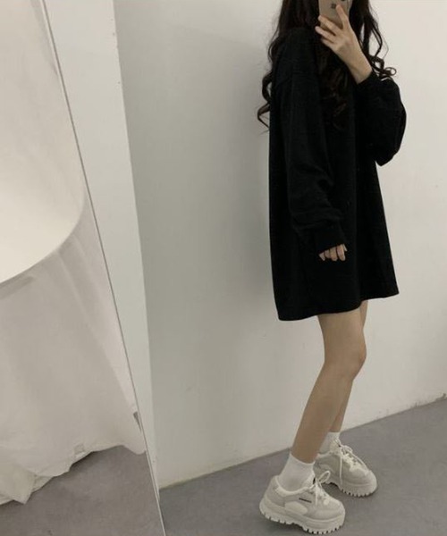 fiere（フィエール）の「ルーズスウェットベルト付きワンピ（ワンピース・レディース・ブラック・LARGE/SMALL/MEDIUM）」の5枚目の写真