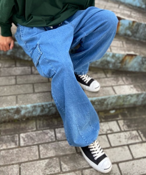 DC(ディーシー)の「DC/ディーシー ワイドカーゴパンツ カーゴデニム/イージーパンツ ワイドデニム/ビッグポケット ウェストゴム DPT231025(カーゴパンツ・メンズ・ブラック/カーキ/ネイビー・L/M/XL)」の18枚目の写真