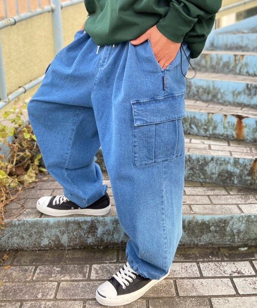 DC(ディーシー)の「DC/ディーシー ワイドカーゴパンツ カーゴデニム/イージーパンツ ワイドデニム/ビッグポケット ウェストゴム DPT231025(カーゴパンツ・メンズ・ブラック/カーキ/ネイビー・L/M/XL)」の19枚目の写真
