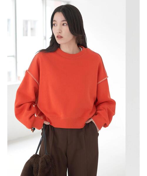 earth music&ecology(アースミュージックアンドエコロジー)の「配色ステッチウラキモウプルオーバー(Tシャツ/カットソー・レディース・ブルー/ブラック/アイボリー/グリーン/オレンジ・FREE)」の16枚目の写真