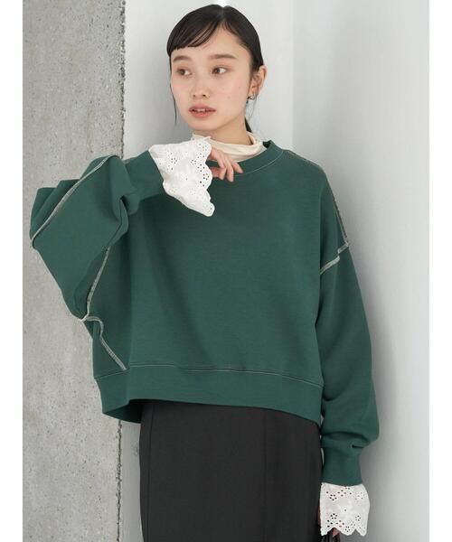 earth music&ecology(アースミュージックアンドエコロジー)の「配色ステッチウラキモウプルオーバー(Tシャツ/カットソー・レディース・ブルー/ブラック/アイボリー/グリーン/オレンジ・FREE)」の22枚目の写真