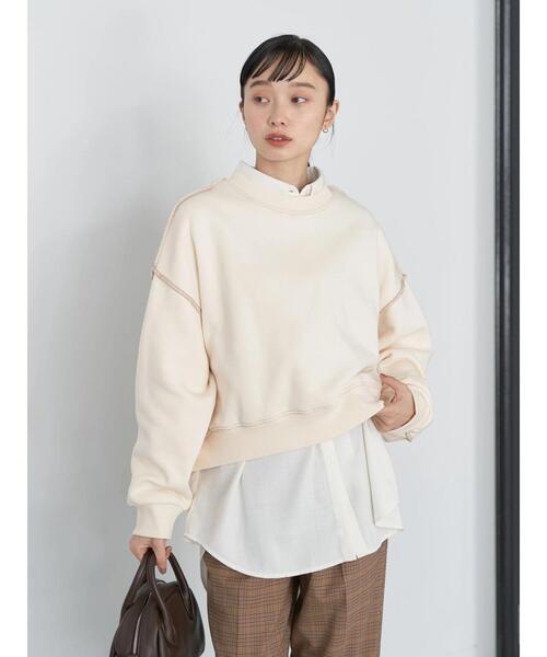 earth music&ecology(アースミュージックアンドエコロジー)の「配色ステッチウラキモウプルオーバー(Tシャツ/カットソー・レディース・ブルー/ブラック/アイボリー/グリーン/オレンジ・FREE)」の6枚目の写真