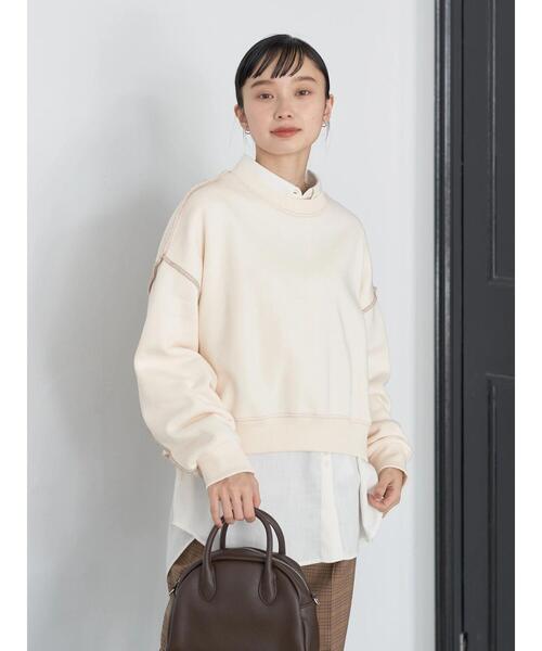 earth music&ecology(アースミュージックアンドエコロジー)の「配色ステッチウラキモウプルオーバー(Tシャツ/カットソー・レディース・ブルー/ブラック/アイボリー/グリーン/オレンジ・FREE)」の7枚目の写真