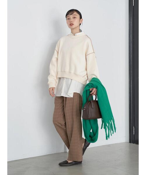 earth music&ecology(アースミュージックアンドエコロジー)の「配色ステッチウラキモウプルオーバー(Tシャツ/カットソー・レディース・ブルー/ブラック/アイボリー/グリーン/オレンジ・FREE)」の8枚目の写真