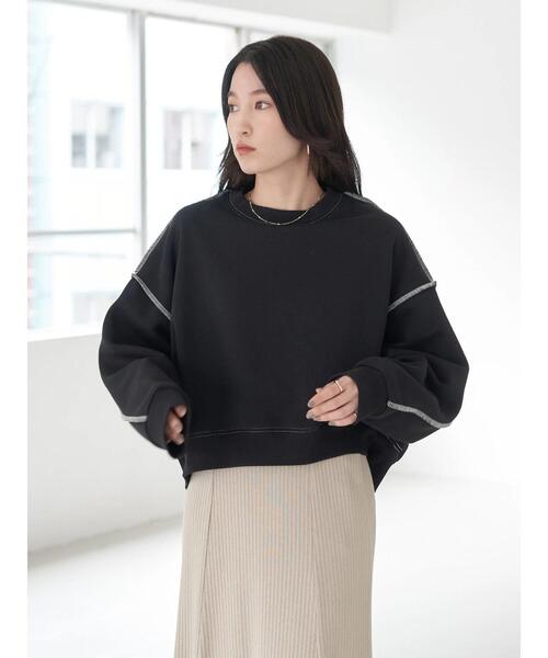 earth music&ecology(アースミュージックアンドエコロジー)の「配色ステッチウラキモウプルオーバー(Tシャツ/カットソー・レディース・ブルー/ブラック/アイボリー/グリーン/オレンジ・FREE)」の11枚目の写真