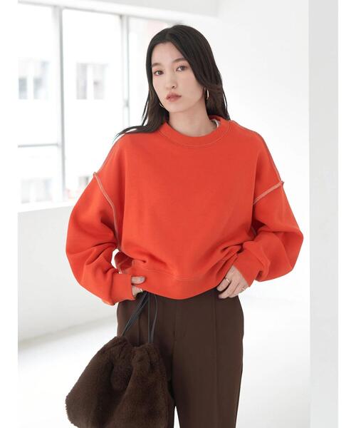 earth music&ecology(アースミュージックアンドエコロジー)の「配色ステッチウラキモウプルオーバー(Tシャツ/カットソー・レディース・ブルー/ブラック/アイボリー/グリーン/オレンジ・FREE)」の17枚目の写真