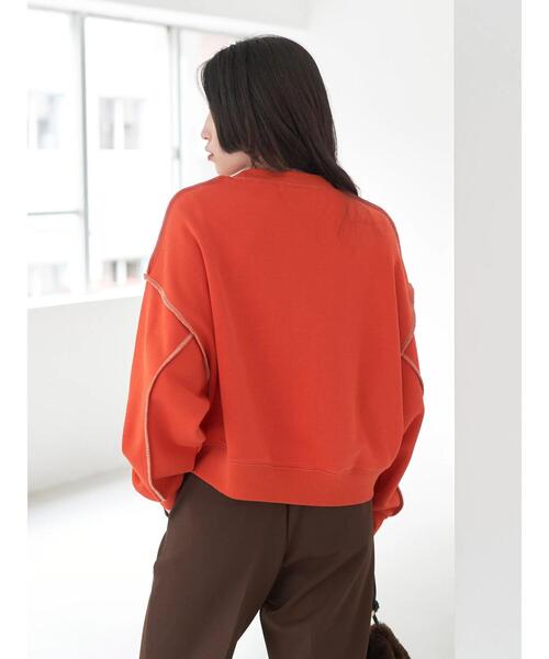 earth music&ecology(アースミュージックアンドエコロジー)の「配色ステッチウラキモウプルオーバー(Tシャツ/カットソー・レディース・ブルー/ブラック/アイボリー/グリーン/オレンジ・FREE)」の18枚目の写真