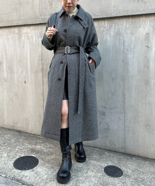 CIAOPANIC（チャオパニック）の「【RAXA/ラシャ】ベルテッドステンコート（ステンカラーコート・レディース・ブラック/ブラウン/グレー/ブルー・SMALL/MEDIUM）」の20枚目の写真