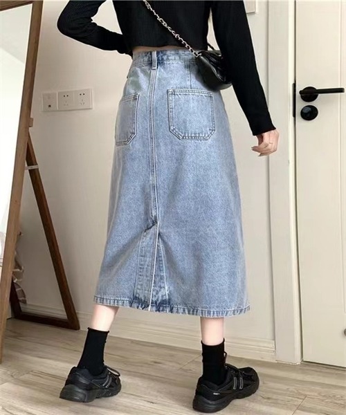 FREE STYLISTS(フリー スタイリスト)の「バックスリットデニムスカート(デニムスカート・レディース・ライトブルー/ネイビー・S/L/XL/M)」の20枚目の写真