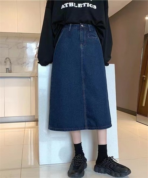FREE STYLISTS(フリー スタイリスト)の「バックスリットデニムスカート(デニムスカート・レディース・ライトブルー/ネイビー・S/L/XL/M)」の16枚目の写真