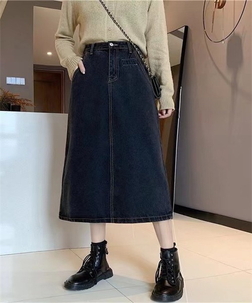 FREE STYLISTS(フリー スタイリスト)の「バックスリットデニムスカート(デニムスカート・レディース・ライトブルー/ネイビー・S/L/XL/M)」の9枚目の写真