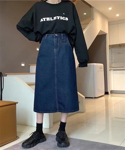 FREE STYLISTS(フリー スタイリスト)の「バックスリットデニムスカート(デニムスカート・レディース・ライトブルー/ネイビー・S/L/XL/M)」の18枚目の写真