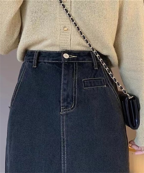 FREE STYLISTS(フリー スタイリスト)の「バックスリットデニムスカート(デニムスカート・レディース・ライトブルー/ネイビー・S/L/XL/M)」の6枚目の写真