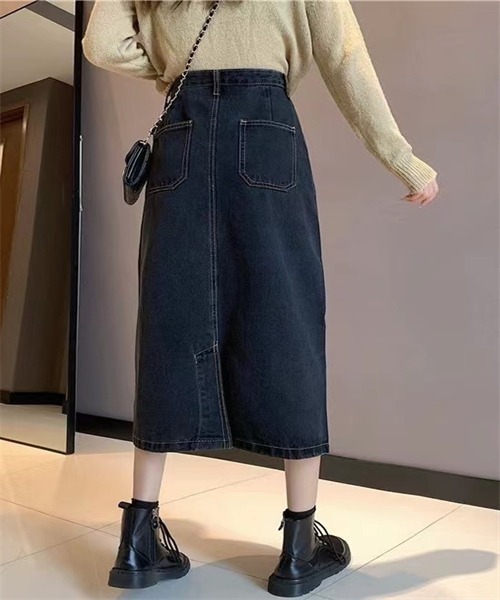 FREE STYLISTS(フリー スタイリスト)の「バックスリットデニムスカート(デニムスカート・レディース・ライトブルー/ネイビー・S/L/XL/M)」の7枚目の写真