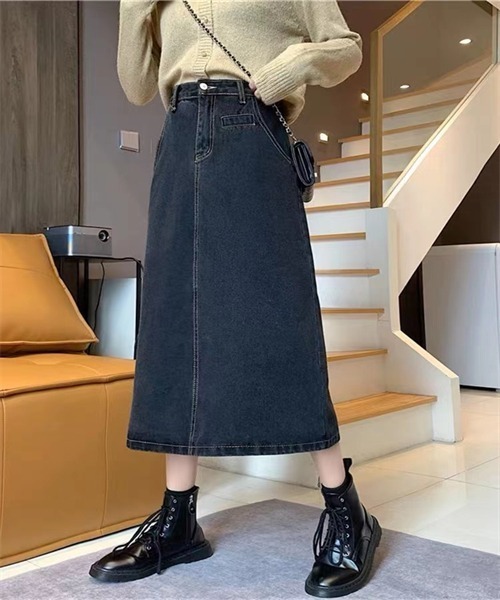FREE STYLISTS(フリー スタイリスト)の「バックスリットデニムスカート(デニムスカート・レディース・ライトブルー/ネイビー・S/L/XL/M)」の8枚目の写真