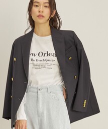 SHIPS | 強撚天竺 タック スリーブ プリント TEE◇(Tシャツ/カットソー)