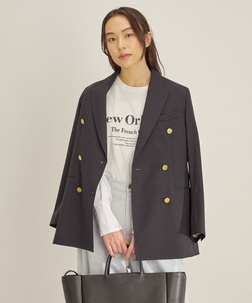 SHIPS(シップス)の「強撚天竺 タック スリーブ プリント TEE◇(Tシャツ/カットソー・レディース・オフホワイト/チャコールグレー・ONE SIZE)」の13枚目の写真