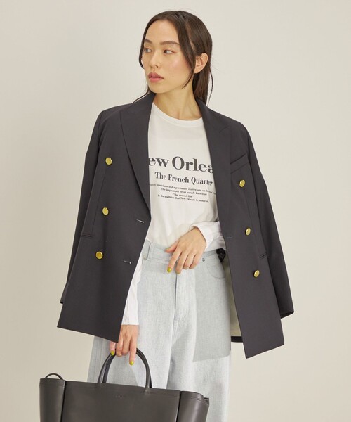 SHIPS(シップス)の「強撚天竺 タック スリーブ プリント TEE◇(Tシャツ/カットソー・レディース・オフホワイト/チャコールグレー・ONE SIZE)」の15枚目の写真