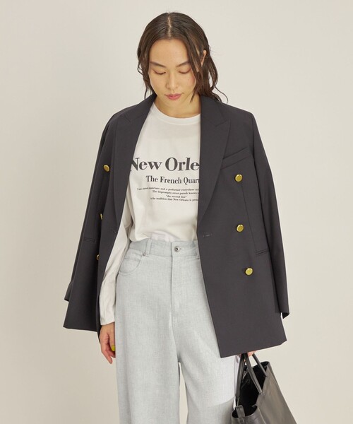 SHIPS(シップス)の「強撚天竺 タック スリーブ プリント TEE◇(Tシャツ/カットソー・レディース・オフホワイト/チャコールグレー・ONE SIZE)」の16枚目の写真