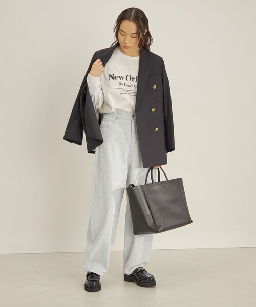 SHIPS(シップス)の「強撚天竺 タック スリーブ プリント TEE◇(Tシャツ/カットソー・レディース・オフホワイト/チャコールグレー・ONE SIZE)」の18枚目の写真