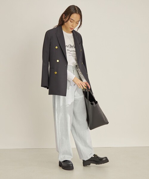 SHIPS(シップス)の「強撚天竺 タック スリーブ プリント TEE◇(Tシャツ/カットソー・レディース・オフホワイト/チャコールグレー・ONE SIZE)」の19枚目の写真