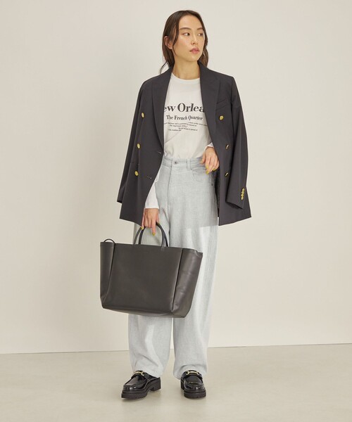SHIPS(シップス)の「強撚天竺 タック スリーブ プリント TEE◇(Tシャツ/カットソー・レディース・オフホワイト/チャコールグレー・ONE SIZE)」の21枚目の写真