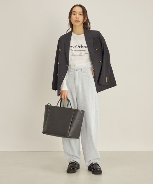 SHIPS(シップス)の「強撚天竺 タック スリーブ プリント TEE◇(Tシャツ/カットソー・レディース・オフホワイト/チャコールグレー・ONE SIZE)」の22枚目の写真